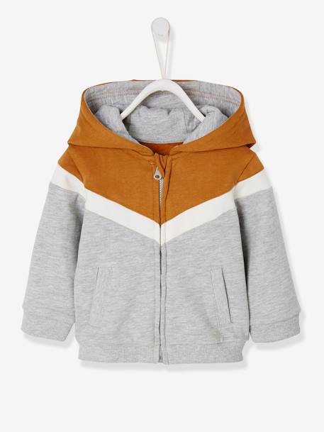 Jungen Baby Kapuzensweatjacke Oeko-Tex aqua+karamell/grau 8