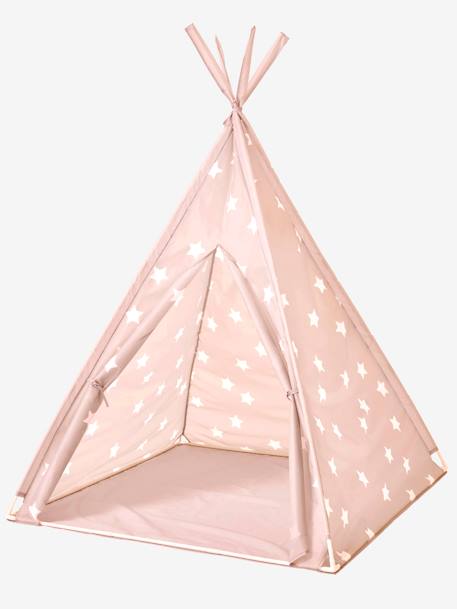 Kinder Spielzelt, Tipi INKA - grau/sterne+zartrosa bedruckt - 6