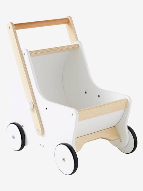 2-in-1 Puppen-Kinderwagen, Lauflernwagen Holz FSC® - weiß/natur petite maison - 2