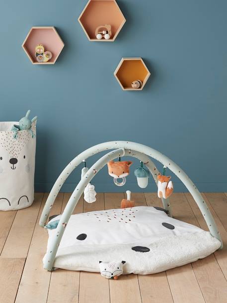 Baby Activity-Decke mit Spielbogen, Tiergesicht orange tiger/pandafreunde+weiß polarfuchs 13