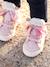 Mädchen Baby High Sneakers mit 3 Pompons wollweiß/pfirsich 1