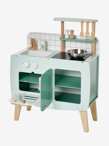 Retro-Spielküche, Küche aus Holz FSC® - grün/natur+rosa/natur - 7