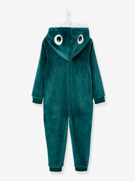 Plüsch-Overall, Onesie DINOSAURIER dunkelgrün 1