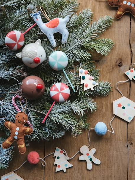 Weihnachtsgirlande mit Holz-Anhängern - natur - 3