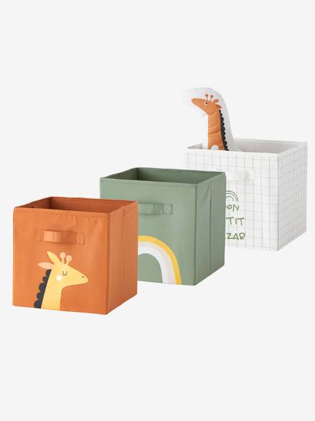 Kinderzimmer 3er-Set Aufbewahrungsboxen TANSANIA orange/grün/weiß 5