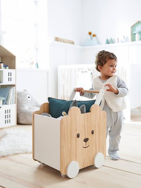 Kinderzimmer Fahrbare Spielzeugkiste BÄR natur/weiß 5