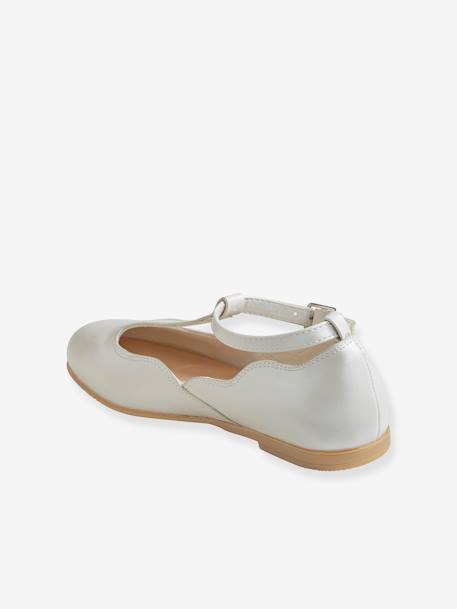 Festliche Mädchen Ballerinas mit Schnalle - weiß+zartrosa - 8