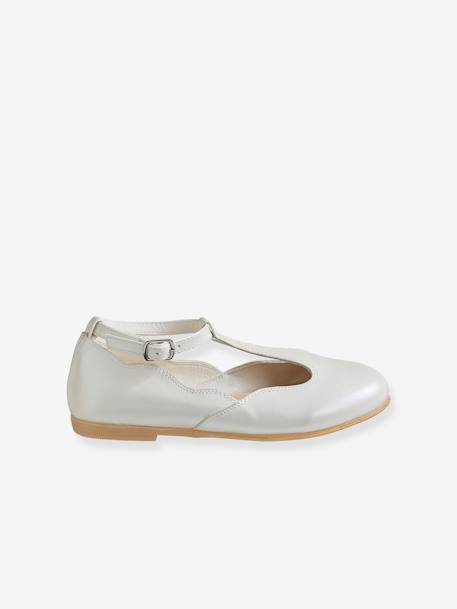 Festliche Mädchen Ballerinas mit Schnalle weiß+zartrosa 10