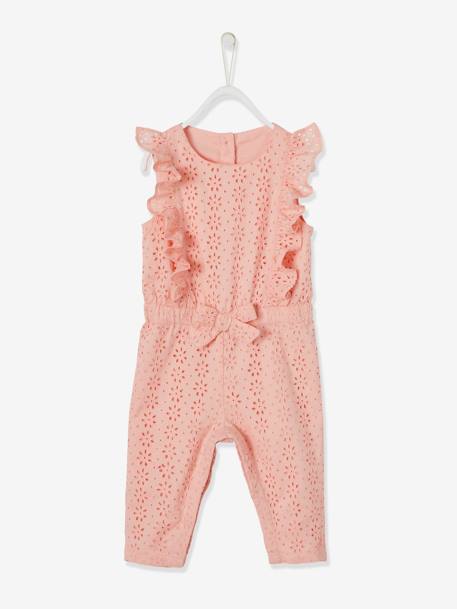 Mädchen Baby Overall, Lochstickerei - rosa - 1