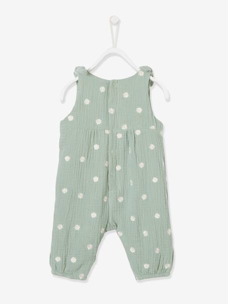 Mädchen Baby Overall, bestickte Motive dunkelbraun+graugrün bedruckt+hellrosa+wollweiß 7