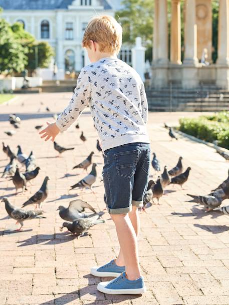 Jungen Stoff-Sneakers mit Gummizug - blau/senfgelb+grau+khaki dinos - 11