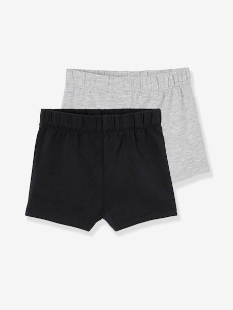 2er-Pack Mädchen Shortys Oeko-Tex grau meliert+schwarz+weiß+zartrosa 1