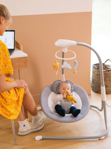 Babywippe ASTRO'NEF PREMIUM mit Mobile grau 6