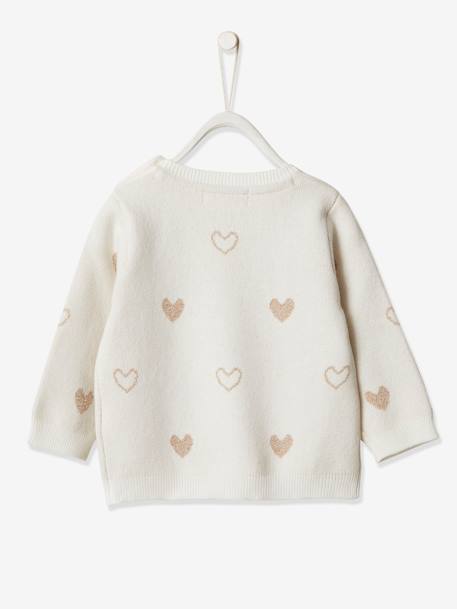 Mädchen Baby Pullover, Jacquard-Herzen wollweiß herzen 2