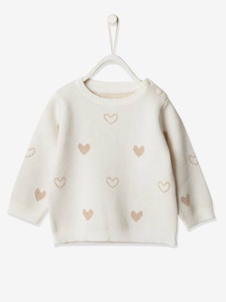 Mädchen Baby Pullover, Jacquard-Herzen wollweiß herzen 1