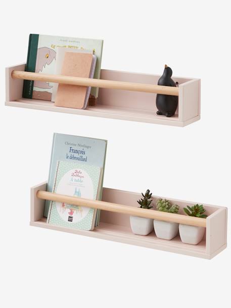 2er-Set Kinderzimmer Wandregale KONFETTI - grün/natur+rosa/natur+weiß/natur - 6