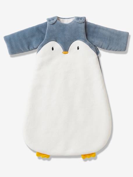 Baby Winterschlafsack PINGUIN, Ärmel abnehmbar - wollweiß/blau - 2