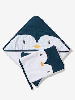 Babyartikel-Windeln, Badewannen & Toilette-Badewannen & Zubehör-Baby Set aus Kapuzenbadetuch & Waschhandschuh PINGUIN Oeko Tex