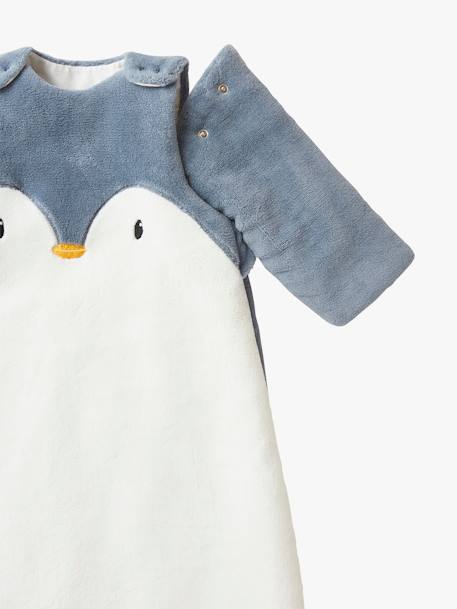 Baby Winterschlafsack PINGUIN, Ärmel abnehmbar - wollweiß/blau - 5