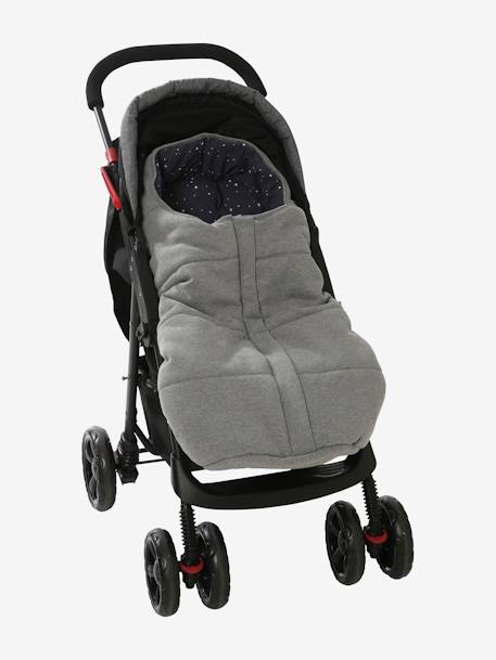 Sweat-Fußsack für Kinderwagen Oeko-Tex - grau meliert+nachtblau - 4