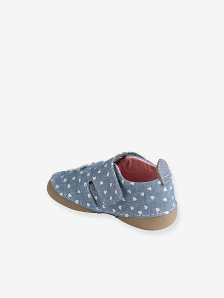 Mädchen Baby Hausschuhe mit Klett, Chambray - blau - 4