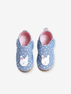 Kinderschuhe-Babyschuhe-Hausschuhe-Mädchen Baby Hausschuhe mit Klett, Chambray