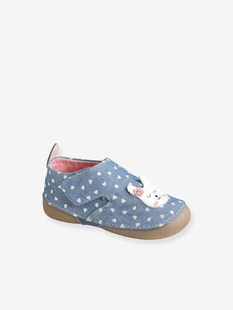 Mädchen Baby Hausschuhe mit Klett, Chambray - blau - 3