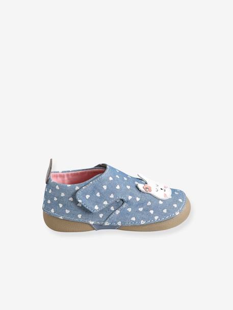 Mädchen Baby Hausschuhe mit Klett, Chambray blau 6