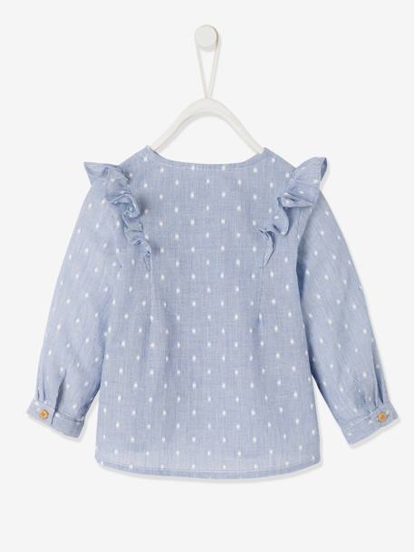 Mädchen Baby Volantbluse marine gestreift 2