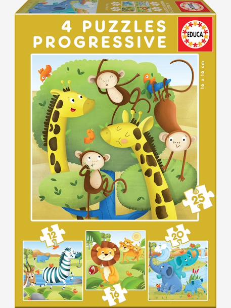 4er-Set Puzzles mit Wildtieren, 12-25 Teile EDUCA mehrfarbig 1