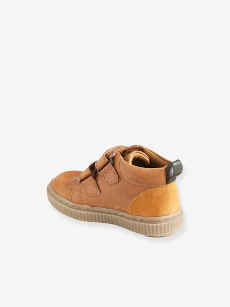 Jungen Baby Boots, Klettverschluss dunkelblau+graubeige+karamell 13