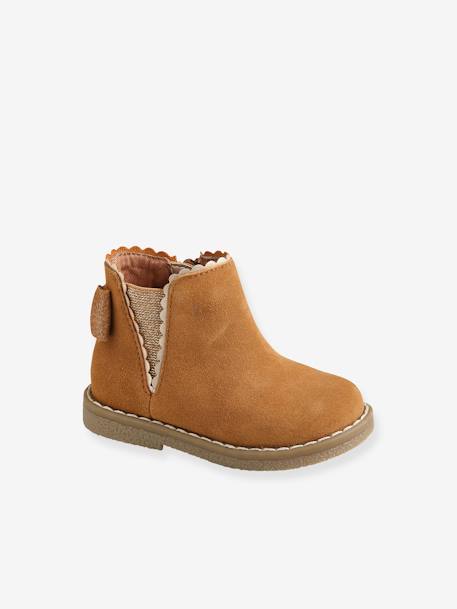 Mädchen Baby Boots mit Dehneinsatz - camelfarben - 1