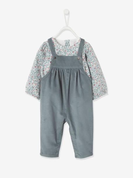 Mädchen Baby-Set: Bluse und Latzhose - hellblau - 2