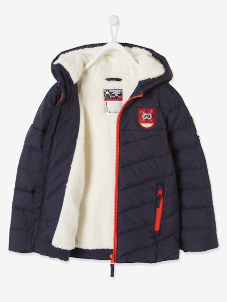 Jungen Winterjacke mit Kapuze & Teddyfleece-Futter, Recycling-Polyester nachtblau 2