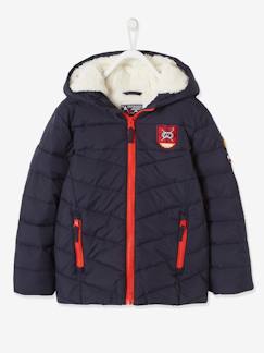 Jungenkleidung-Jacken & Mäntel-Steppjacken-Jungen Winterjacke mit Kapuze & Teddyfleece-Futter, Recycling-Polyester