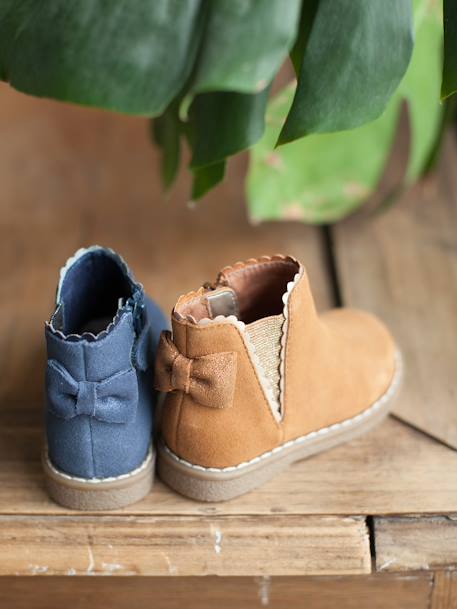 Mädchen Baby Boots mit Dehneinsatz camelfarben+marine+schwarz 8