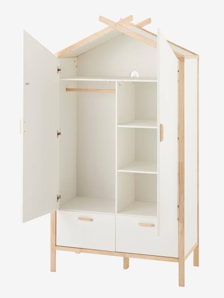 Kinder Schrank ROBINSON, Haus-Form weiß/natur 2