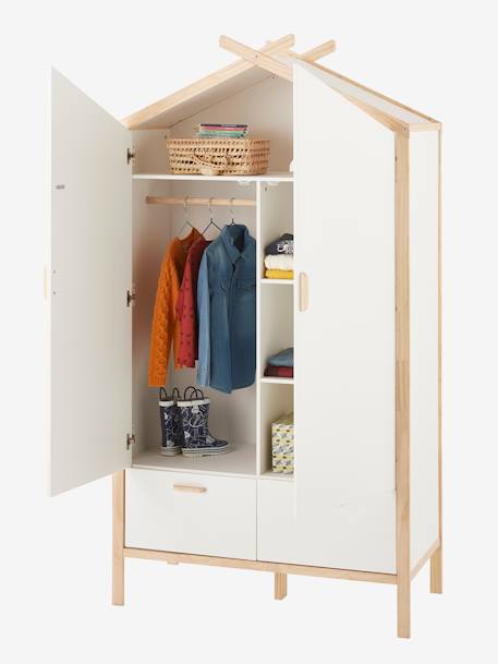 Kinder Schrank ROBINSON, Haus-Form - weiß/natur - 1