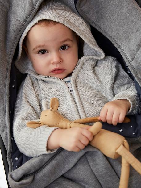 Sweat-Fußsack für Kinderwagen Oeko-Tex grau meliert+nachtblau 2