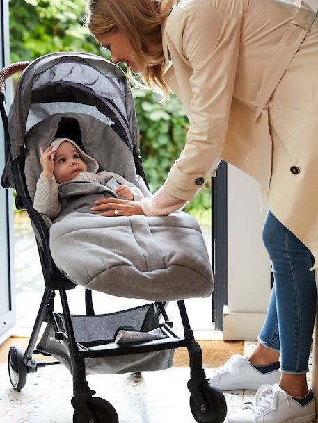 Sweat-Fußsack für Kinderwagen Oeko-Tex - grau meliert+nachtblau - 1