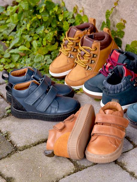 Jungen Baby Boots, Klettverschluss - dunkelblau+graubeige+karamell - 16