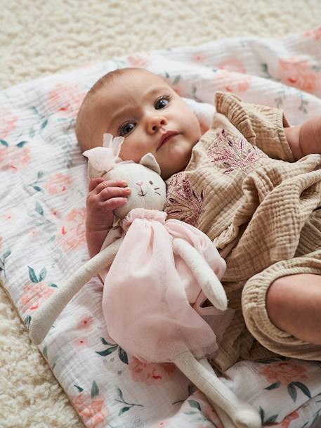 Baby Spieldecke/ Laufstalleinlage ROSENTRAUM, wendbar Oeko Tex weiß/rosa bedruckt 8