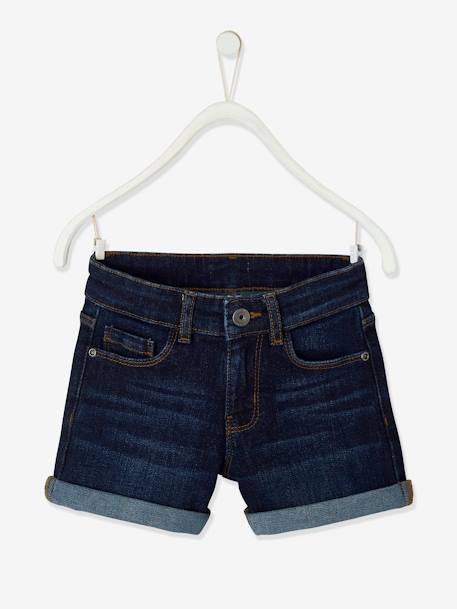 Mädchen Jeansshorts mit Umschlag BASIC Oeko-Tex - blue stone+dark blue - 4