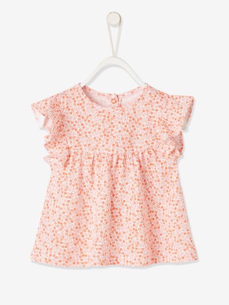 Mädchen Baby T-Shirt, Blumen marine bedruckt+rosa bedruckt+türkis 5