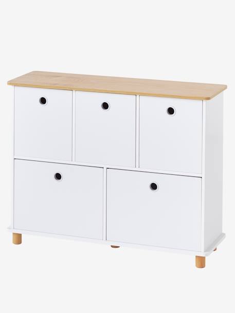 Kinderzimmer Sideboard PTILOU, 5 Schubladen - weiß/natur - 2