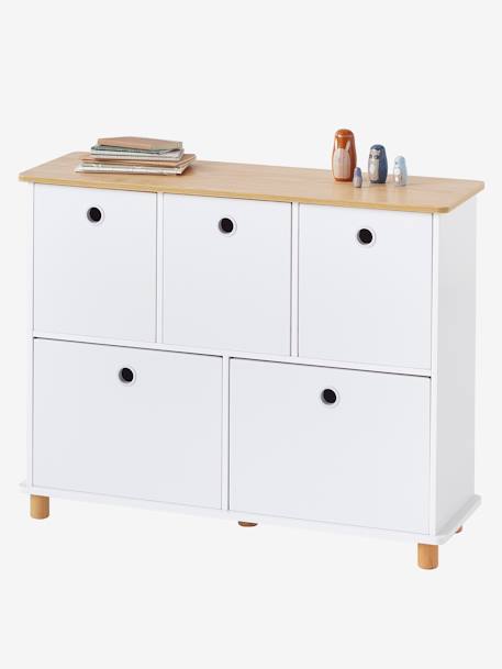 Kinderzimmer Sideboard PTILOU, 5 Schubladen - weiß/natur - 1