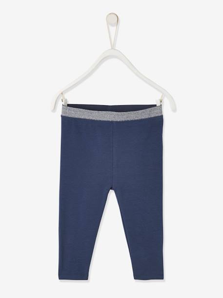 Mädchen Baby Leggings, Glitzer-Bund - marine+pfirsich - 1