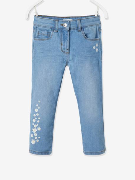 Mädchen 3/4-Jeans, Blumenstickerei Oeko-Tex - double stone - 1