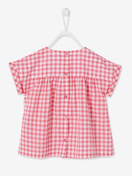 Mädchen Baby Bluse, Karos oder Blumenprint - rosa/weiß kariert - 2