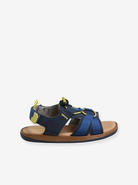 Jungen Sandalen, Klett und elastische Schnürung blau+grau 2